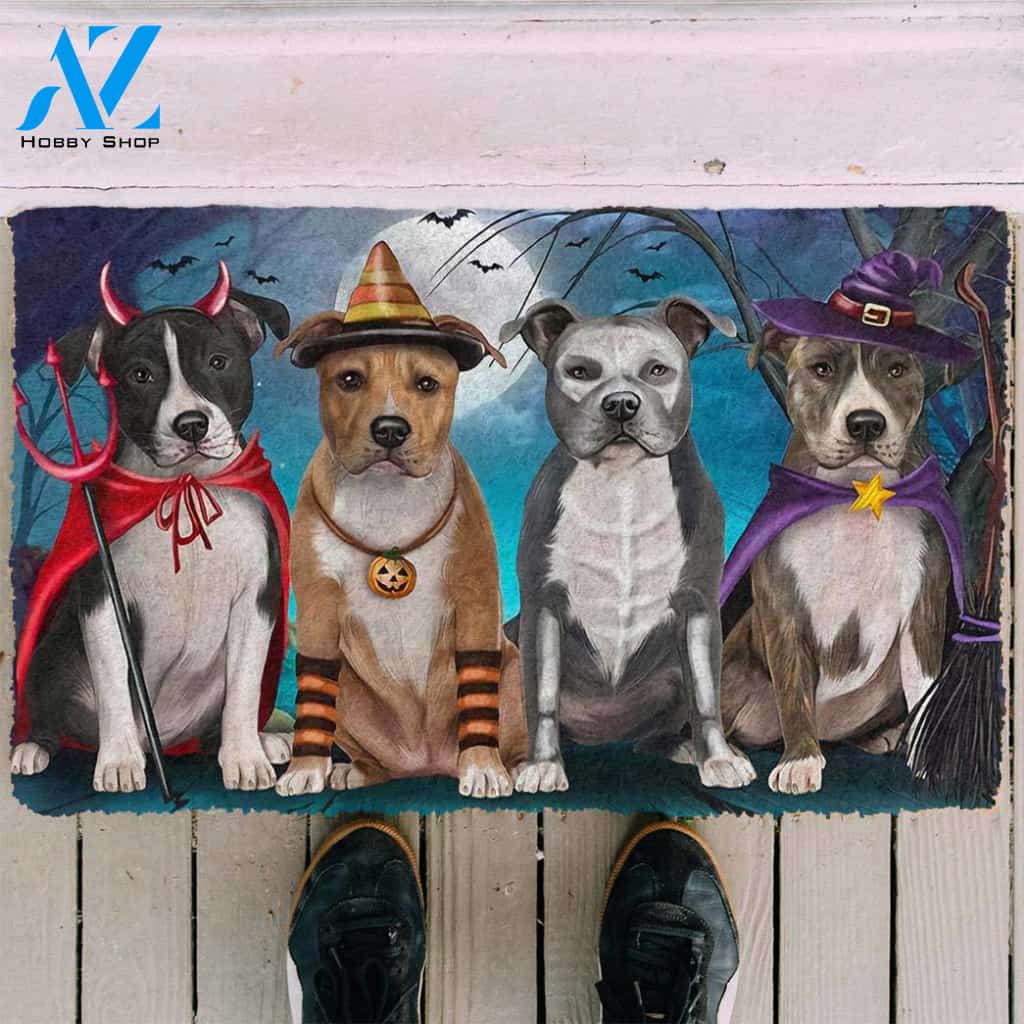 American Staffordshire Halloweenn Funny Doormat Gift For Dog Lovers Birthday Gift Home Decor Warm House Gift Welcome Mat Halloween Decor