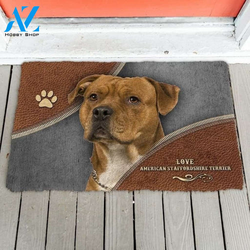 American Staffordshire Terrier Doormat Welcome Mat Housewarming Gift Home Decor Funny Doormat Gift for Dog Lovers Happy Idea for Friend