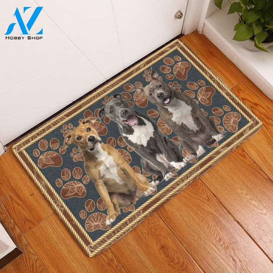 American Staffordshire Terrier Flower Paw Dog Doormat