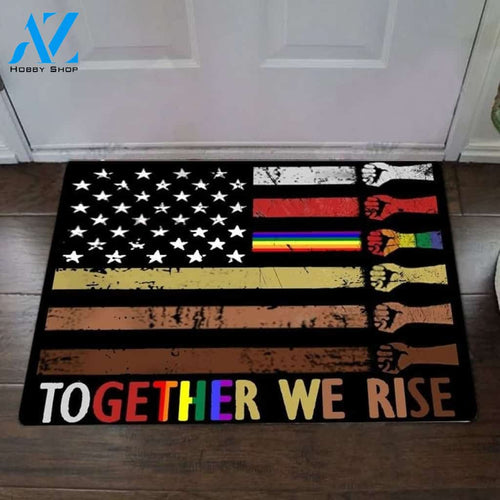 American Together We Rise Equality Indoor And Outdoor Doormat Warm House Gift Welcome Mat Birthday Gift For Friend Family