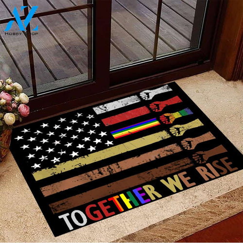 American Together We Rise Indoor And Outdoor Doormat Warm House Gift Welcome Mat Gift For Friend Family