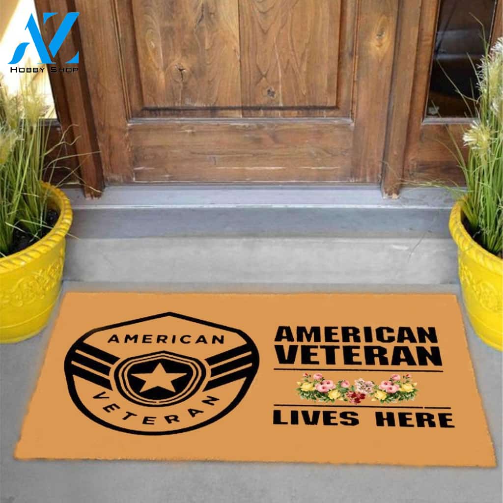 American Veteran Doormat Welcome Mat Housewarming Gift Home Decor Funny Doormat Gift Idea For Veteran Gift For Friend Gift For Family