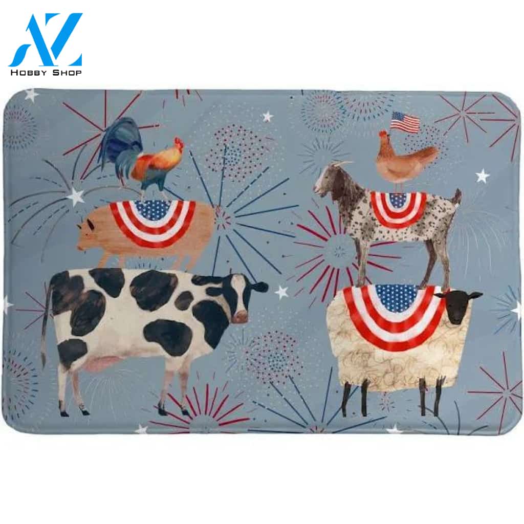 Americana Farm Animals Memory Doormat Bold Pattern Tasteful Style