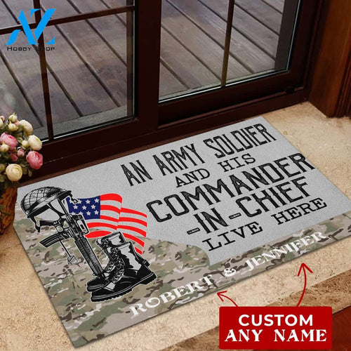An Army Soldier And His Commander Custom Doormat HG