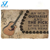 An Old Acoustic Guitarist And The Pick Of His Life Doormat Funny Welcome Mat Housewarming Gift Home Decor Funny Doormat Gift for Friend