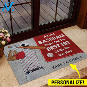 An Old Baseball Player Personalized Doormat