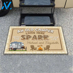 An Old Camper Lives Here With The Spark Of His Life, Door Mat