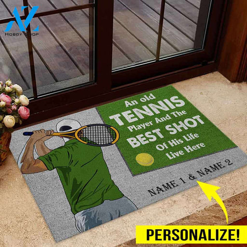 An Old Tennis Player Personalized Doormat