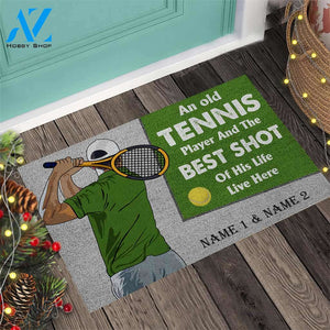 An Old Tennis Player Personalized Doormat