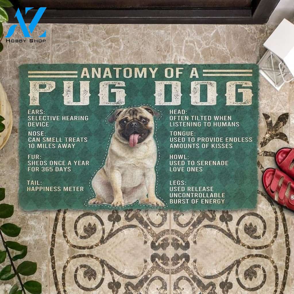 Anatomy Of A Pug Doormat Welcome Mat House Warming Gift Home Decor Gift For Dog Lovers Funny Doormat Gift Idea