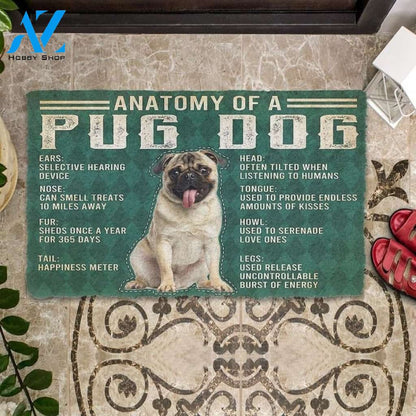 Anatomy Of A Pug Doormat Welcome Mat House Warming Gift Home Decor Gift For Dog Lovers Funny Doormat Gift Idea