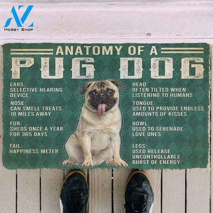 Anatomy Of A Pug Doormat Welcome Mat House Warming Gift Home Decor Gift For Dog Lovers Funny Doormat Gift Idea