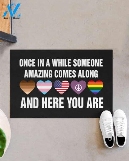 And Here You Are Equality LGBT Black Lives Matter Indoor And Outdoor Doormat Warm House Gift Welcome Mat Birthday Gift For Friend Family
