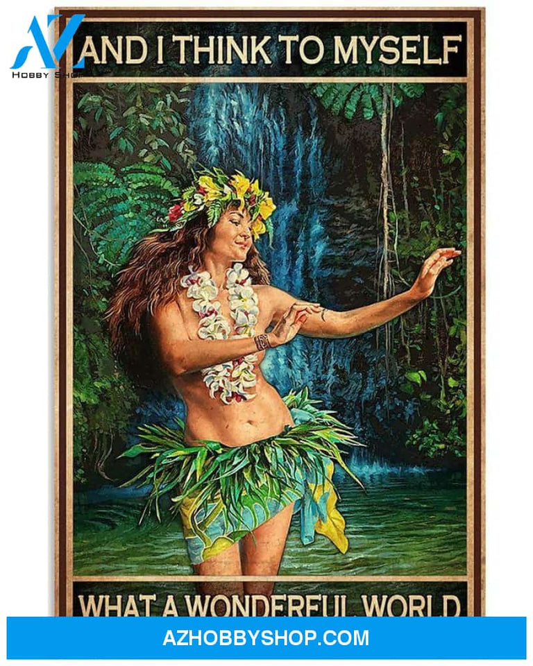 And I Think To Myself What A Wonderful World Hippie Girl Canvas And Poster, Wall Decor Visual Art