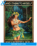 And I Think To Myself What A Wonderful World Hippie Girl Canvas And Poster, Wall Decor Visual Art
