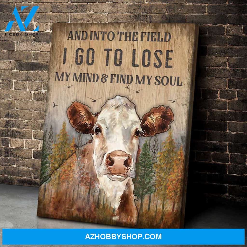 And Into The Field Hereford Cow Canvas Wall Art Decor
