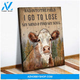 And Into The Field Hereford Cow Canvas Wall Art Decor