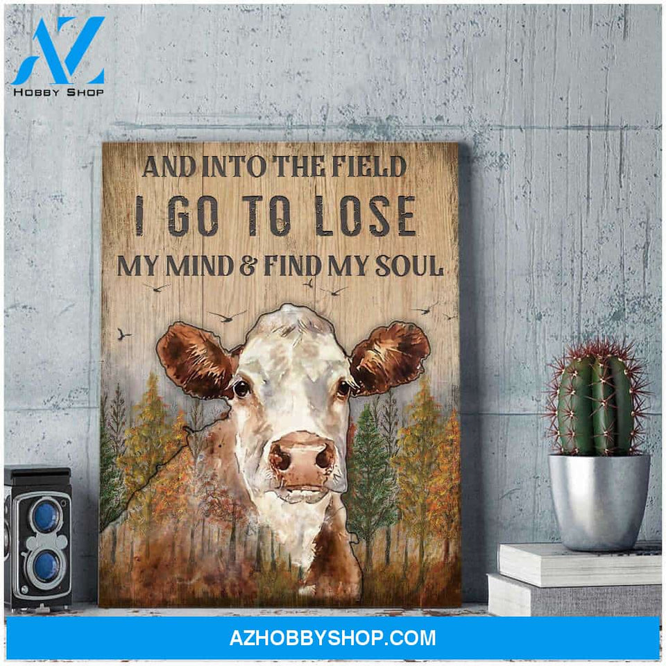 And Into The Field Hereford Cow Canvas Wall Art Decor