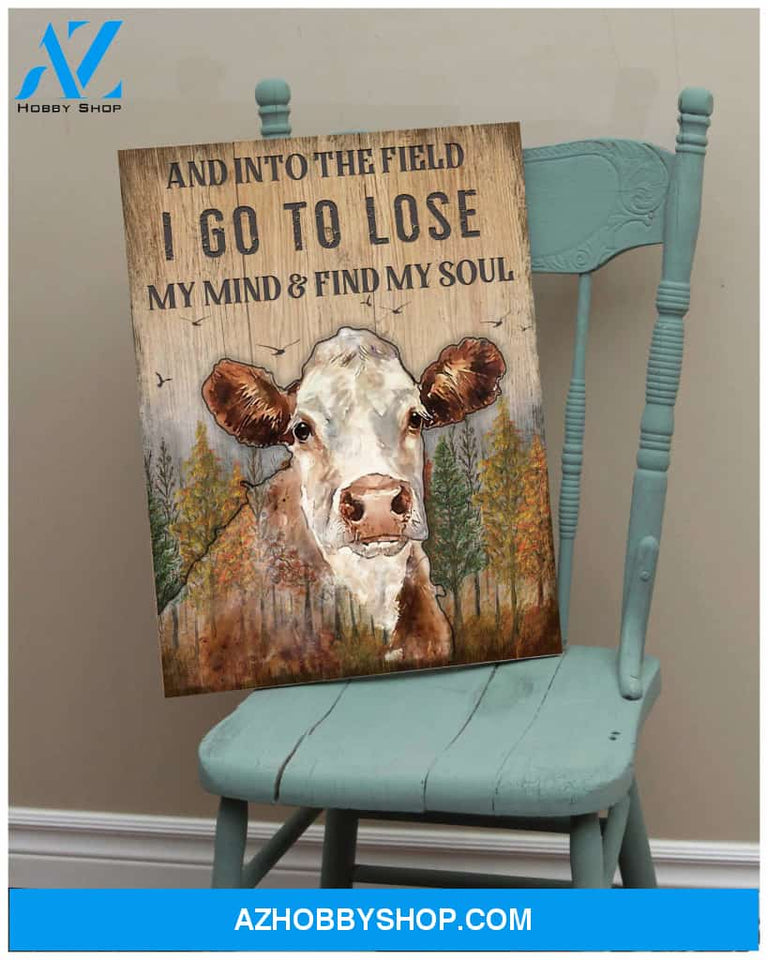 And Into The Field Hereford Cow Canvas Wall Art Decor