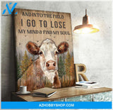 And Into The Field Hereford Cow Canvas Wall Art Decor