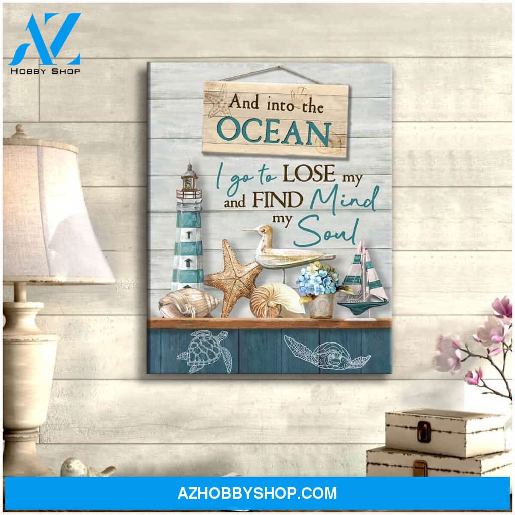 And into the ocean Beach and Turtle Canvas Wall Art Decor