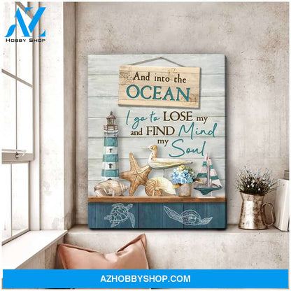 And into the ocean Beach and Turtle Canvas Wall Art Decor