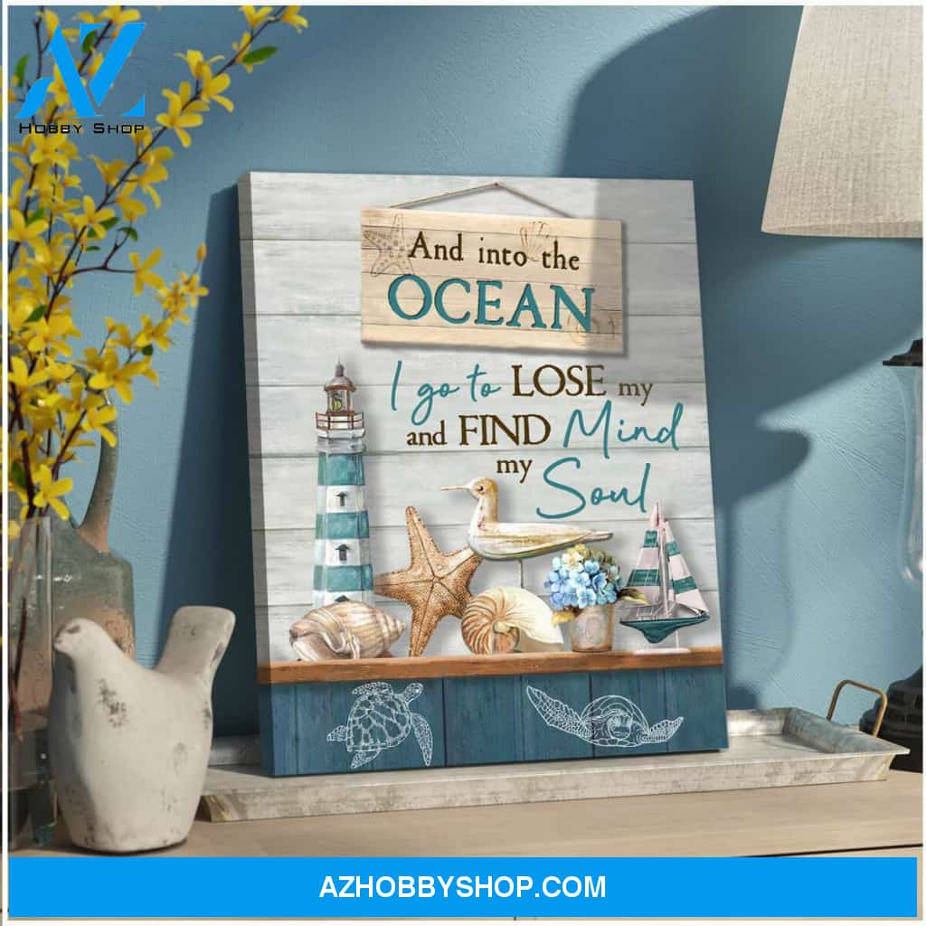 And into the ocean Beach and Turtle Canvas Wall Art Decor