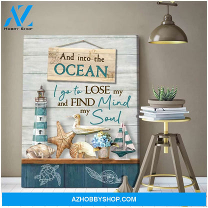 And into the ocean Beach and Turtle Canvas Wall Art Decor