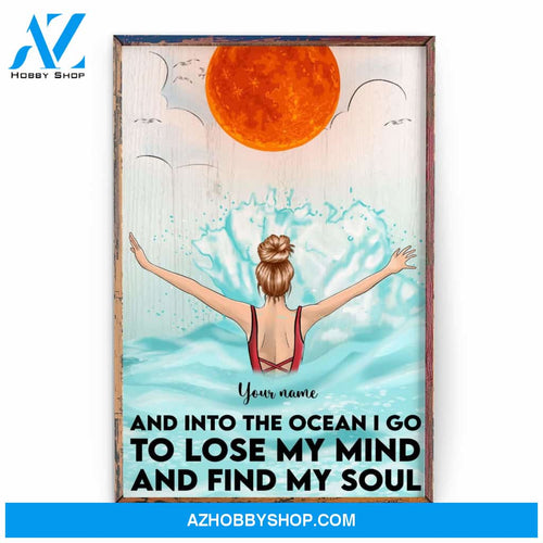 And Into The Ocean I Go , Swimming Custom Poster/Canvas, Gift For Summer