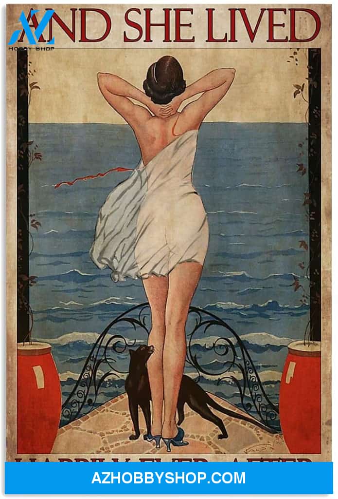 And She Lived Happily Ever After Girl Cruising With Cat Vertical Poster Home Decor Vertical Poster Gift