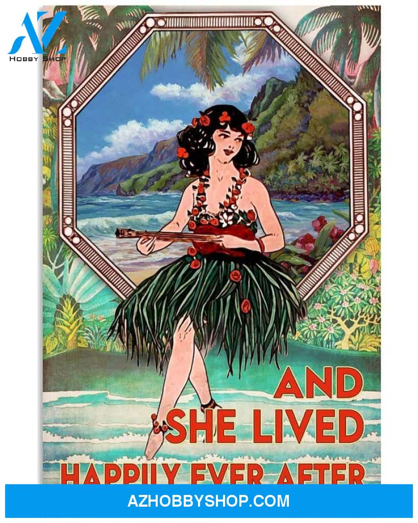 And She Lived Happily Ever After Hippie Girl Art Canvas And Poster, Wall Decor Visual Art