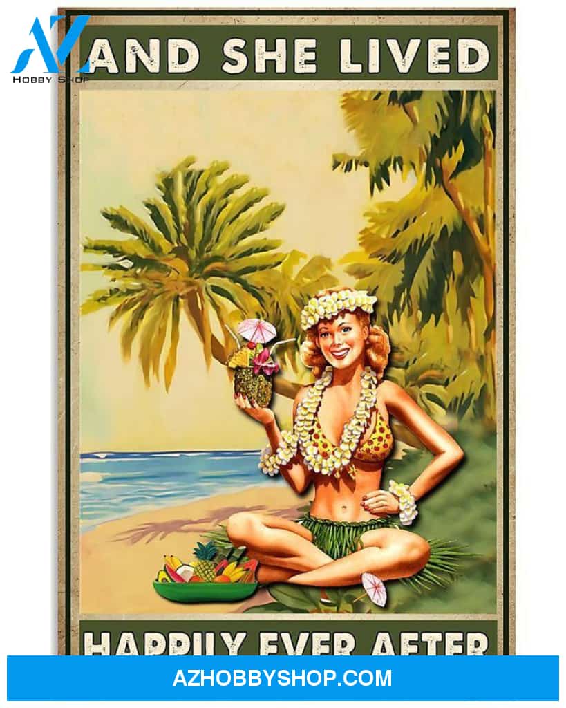 And She Lived Happily Ever After Hippie Girl Canvas And Poster, Wall Decor Visual Art