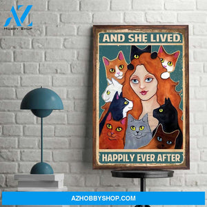 And She Lived Happily Ever After Table Top Gift To Animal Lover Canvas And Poster, Wall Decor Visual Art