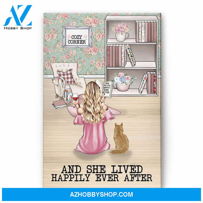 And She Lived Happily Ever After With Her Cat Poster & Canvas