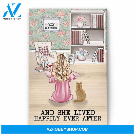 And She Lived Happily Ever After With Her Cat Poster & Canvas