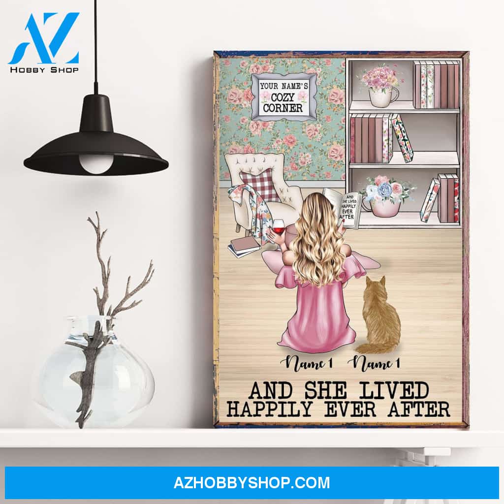 And She Lived Happily Ever After With Her Cat Poster & Canvas