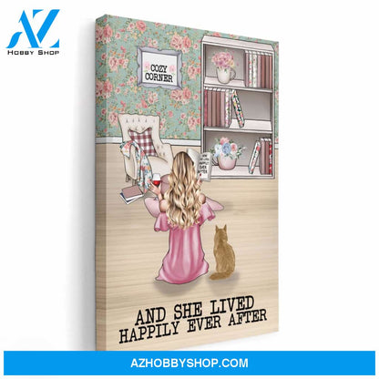 And She Lived Happily Ever After With Her Cat Poster & Canvas