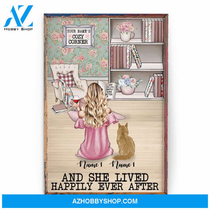 And She Lived Happily Ever After With Her Cat Poster & Canvas