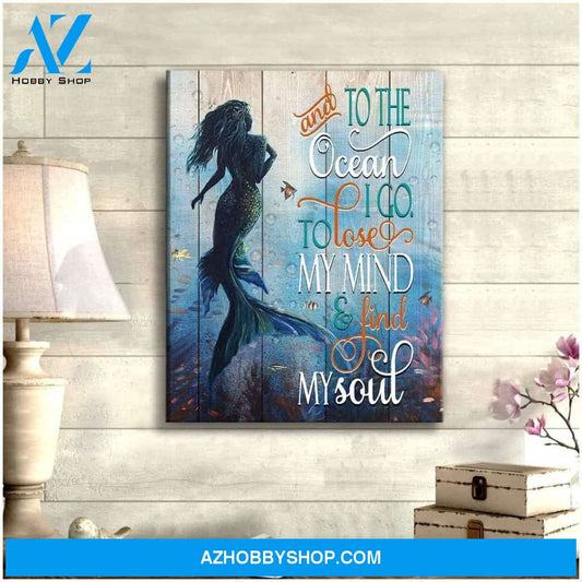 And To The Ocean Mermaid Wall Art Canvas, Wall Decor Visual Art