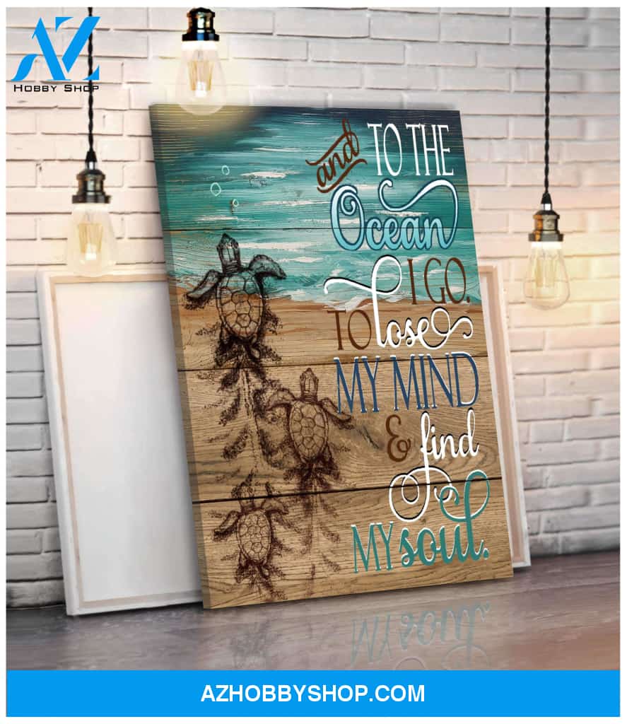 And To The Ocean Turtle 2 Wall Art Canvas, Wall Decor Visual Art