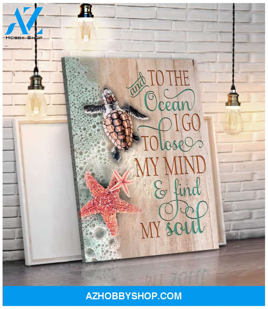 And To The Ocean Turtle Wall Art Canvas, Wall Decor Visual Art