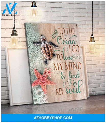 And To The Ocean Turtle Wall Art Canvas, Wall Decor Visual Art