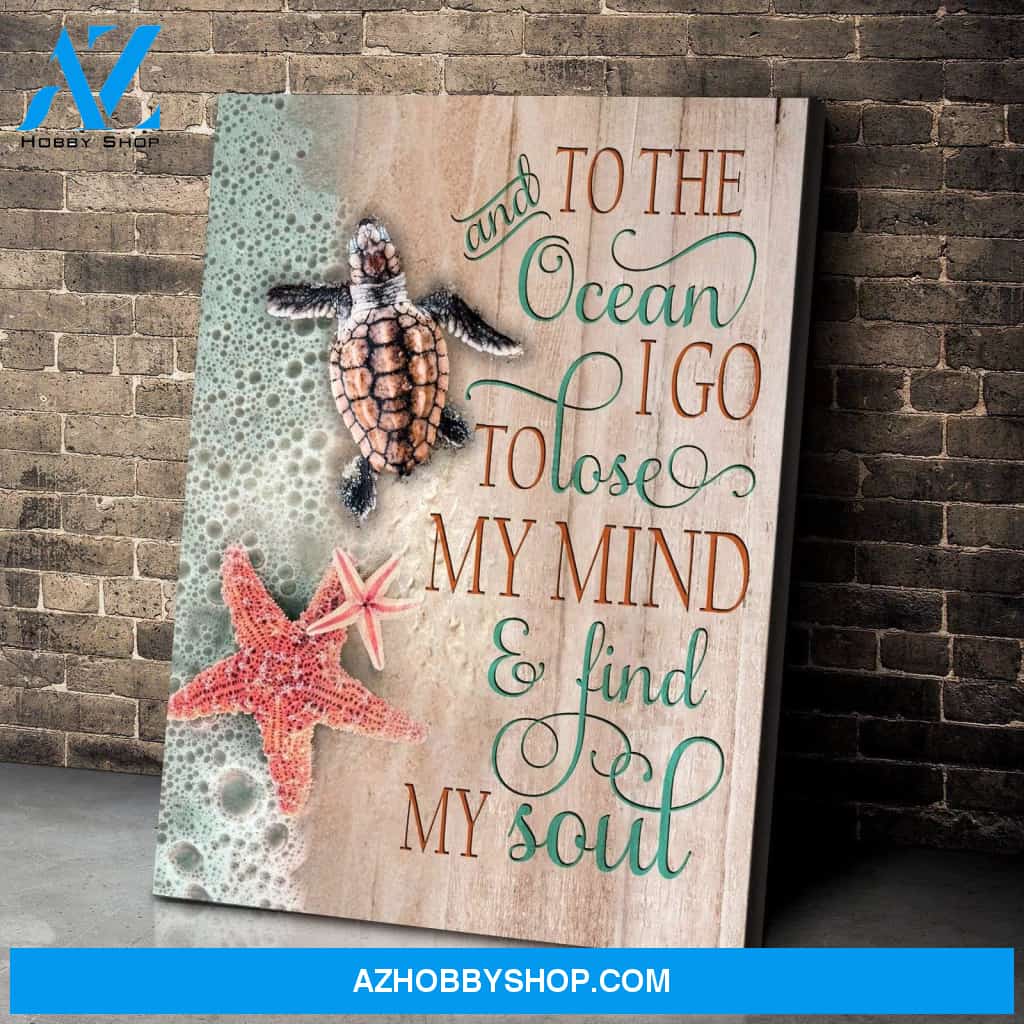 And To The Ocean Turtle Wall Art Canvas, Wall Decor Visual Art