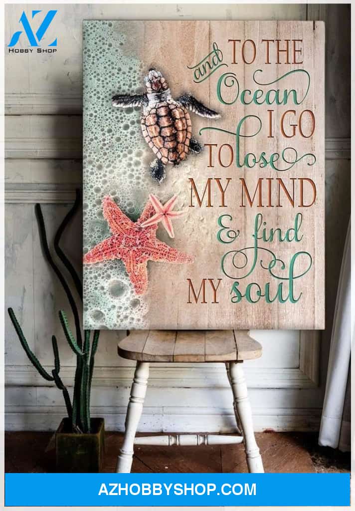 And To The Ocean Turtle Wall Art Canvas, Wall Decor Visual Art