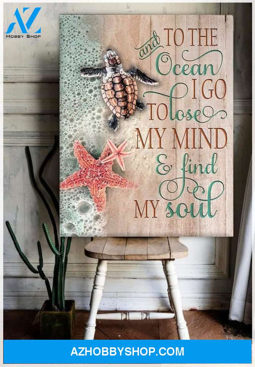 And To The Ocean Turtle Wall Art Canvas, Wall Decor Visual Art