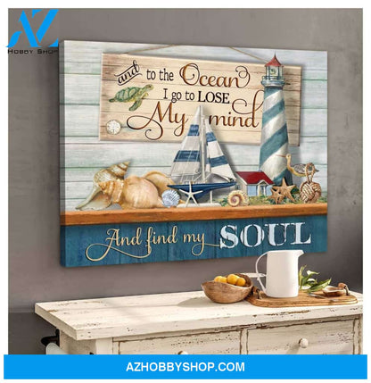 And To The Ocean Turtle Wall Art Canvas,Wall Decor Visual Art