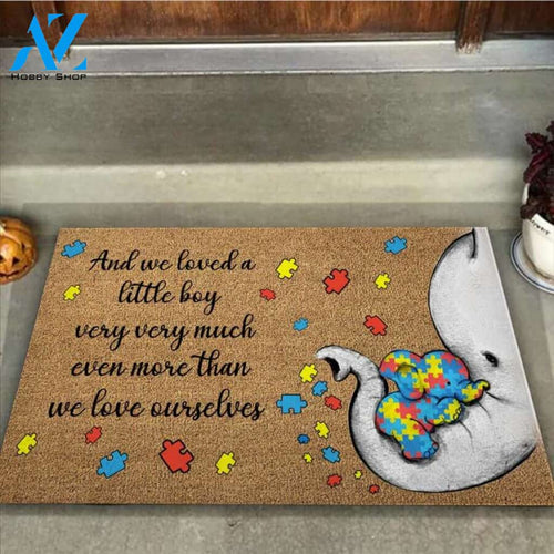 And We Love A Little Boy Easy Clean Welcome DoorMat | Felt And Rubber | 40x60 cm | 45x75 cm | 60x90 cm | Colorful | DO1013