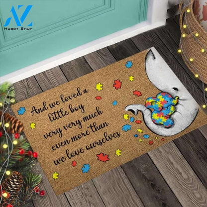 And We Love A Little Boy Easy Clean Welcome DoorMat | Felt And Rubber | 40x60 cm | 45x75 cm | 60x90 cm | Colorful | DO1013