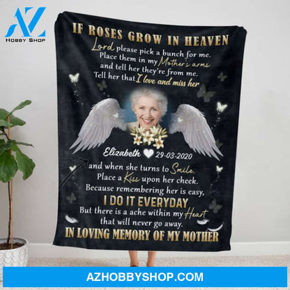 Angel Wings Flower Mother When I Lost You - Personalized Photo Blanket - Memorial Gift For Mom