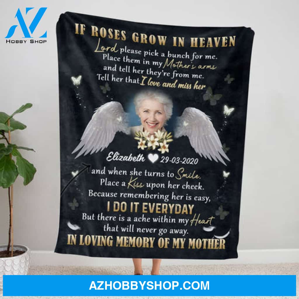 Angel Wings Flower Mother When I Lost You - Personalized Photo Blanket - Memorial Gift For Mom